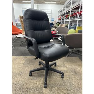 HON Black Faux Leather Conference Chair (Black/Black)