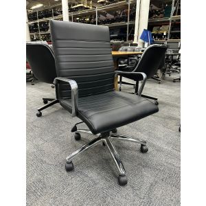 Offices to Go Black Faux Leather Conference Chair (Black/Chrome)