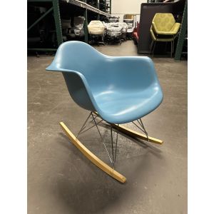 Herman Miller Eames Molded Plastic ArmChair, Rocker Base. (Pale Blue/Chrome)