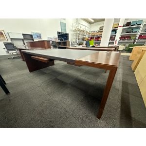 Veneer Straight Desk w/ a Leather Desk Pad