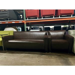 Brown Faux Leather Lounge Set