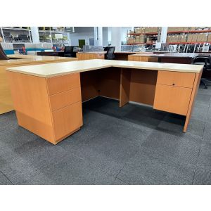 Honey Maple Laminate L Shape Desk