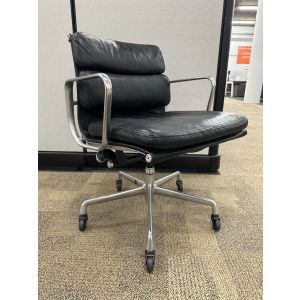 Vintage Herman Miller Eames Soft Pad Aluminum Leather Chair (Black/Chrome)