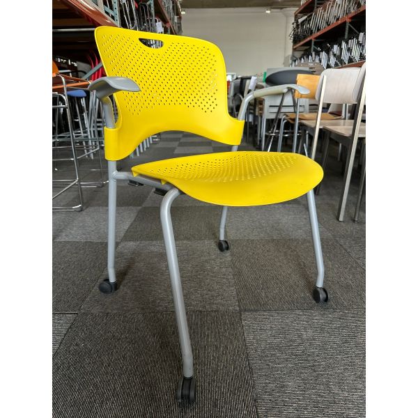 Herman Miller Caper Stacking Chair Yellow Silver