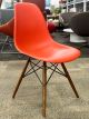 Herman Miller Eames Molded Plastic Side Chair (Red Orange/Walnut)