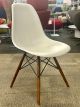 Herman Miller Eames Molded Plastic Side Chair (White/Walnut)