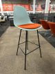 Herman Miller Eames Molded Plastic Stool w/ Upholstered Seat (Blue/Black)