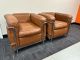 Pair of LC2 Leather Club Chairs by Le Corbusier for Cassina, Signed  (Brown/Chrome)